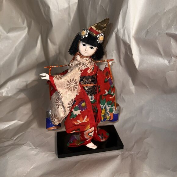 Vintage Shiokumi JAPANESE DOLL On Base 6" Tall Made In Japan - Picture 2 of 12